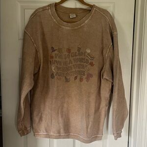 Chicka-d Tan Sweater with fall Design